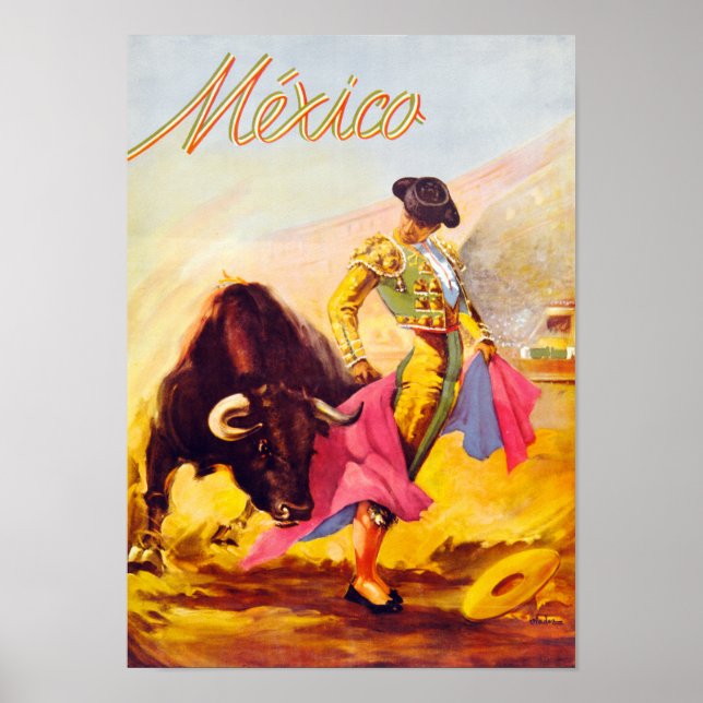 Mexique Bull Fighter Poster vintage restauré (Devant)