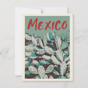 Mexique, carte postale d'Opuntia Cactus emblématiq