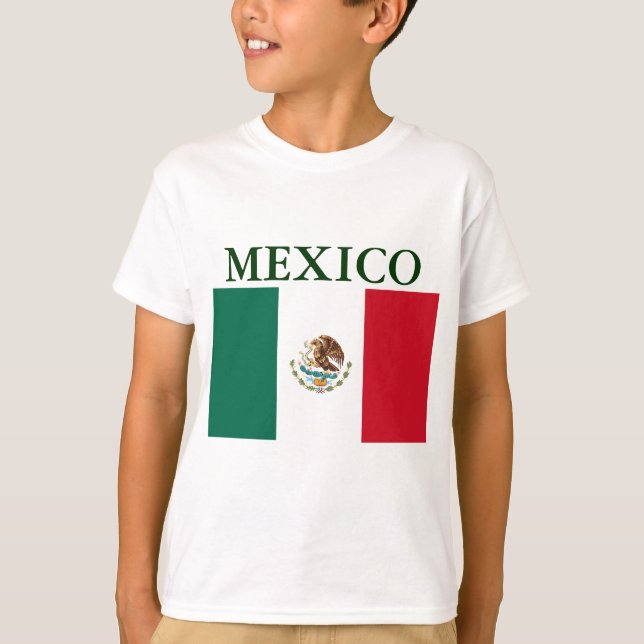 Mexique Drapeau Enfants T-shirt Blanc (Devant)
