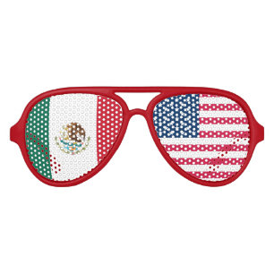 Mexique et États-Unis Drapeaux Lunettes de soleil