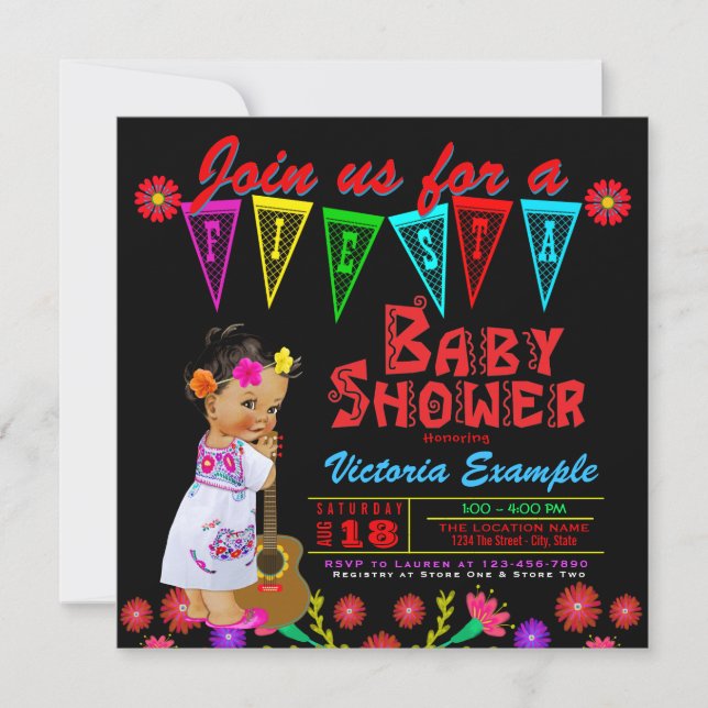 Mexique Fiesta Baby Girl Douche Invitations (Devant)