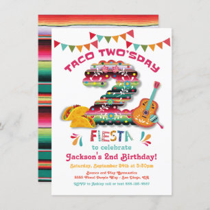 Mexique Fiesta Taco Deux Anniversaire Invitation