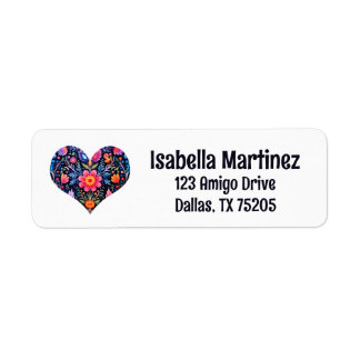 Mexique Folk Art Heart Adresse de retour personnal