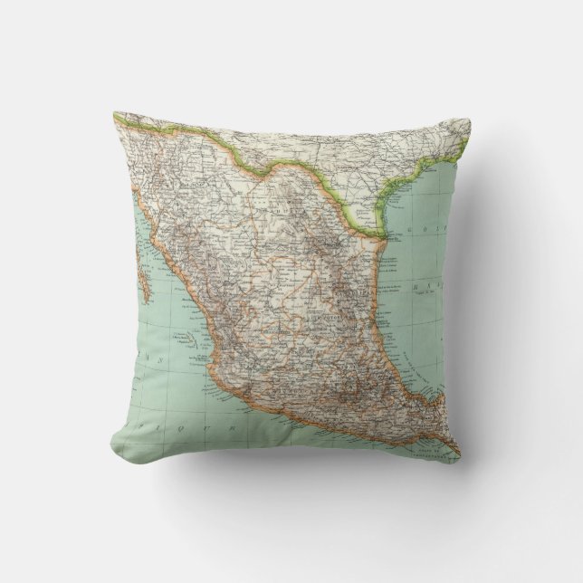Mexique - Map of Mexico Throw Pillow (Front)