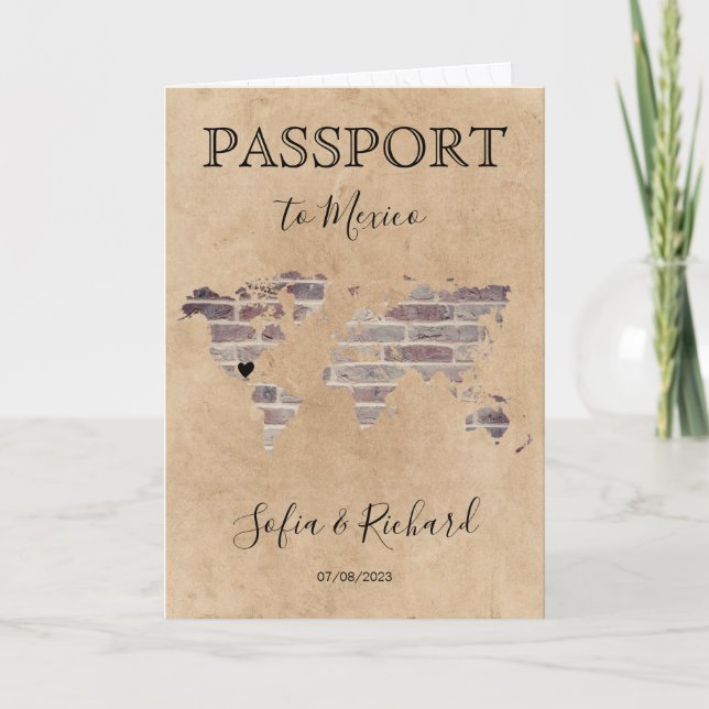 Mexique Mariage Destination Passport Carte du mond (Devant)