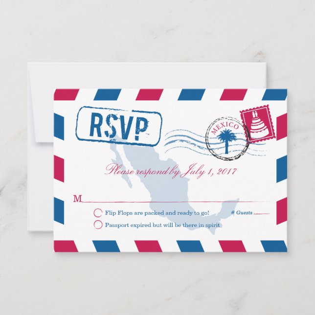 Mexique Mariage par avion RSVP (Devant)