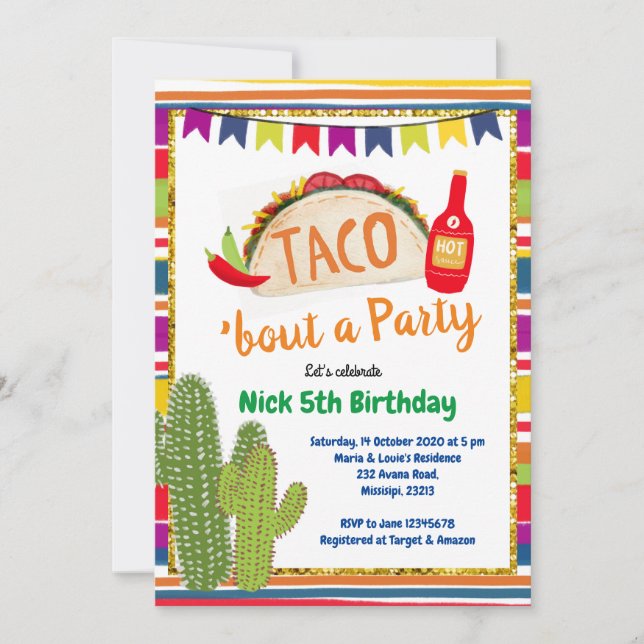 Mexique Taco Bout une fête Anniversaire Invitation (Devant)