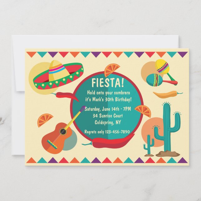 Mexique Thème Anniversaire Fête Invitation (Devant)