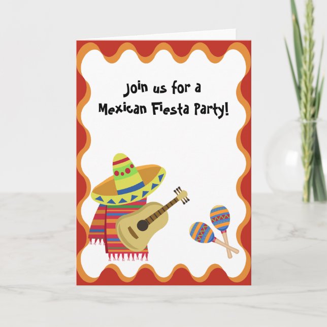 Mexique Thème Note Carte fête Anniversaire Invitat (Devant)