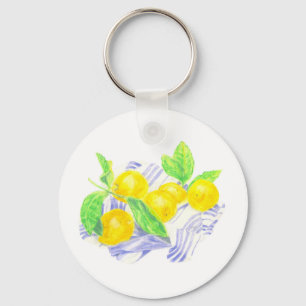 Meyer lemons on kitchen towel keychain