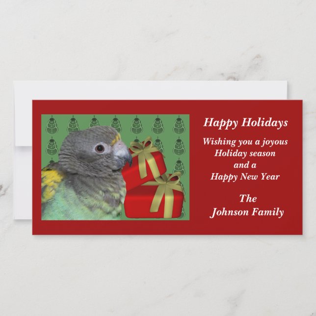 Meyers Parrot Animal Christmas Holiday Card (Front)