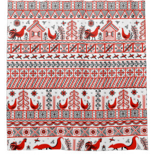 Mezen painting. Decorative seamless pattern. Chick