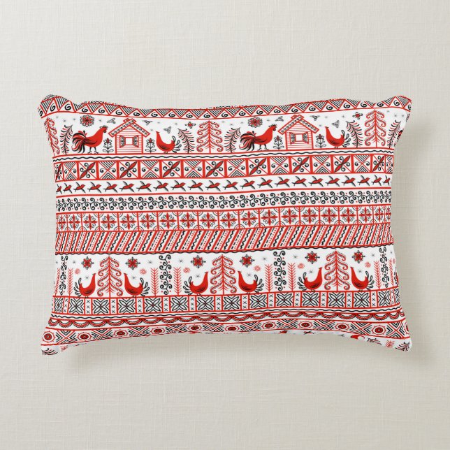 Mezen painting. Decorative seamless pattern. Chick Accent Pillow (Front)