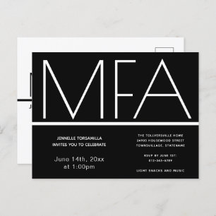 MFA degree Black Graduation Party Invitation
