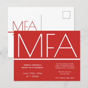 MFA degree Red Graduation Party Invitation