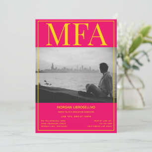 MFA Pink Yellow Photo Graduation Invitation