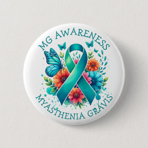 MG Awareness Myasthenia Gravis Ribbon 2 Inch Round Button