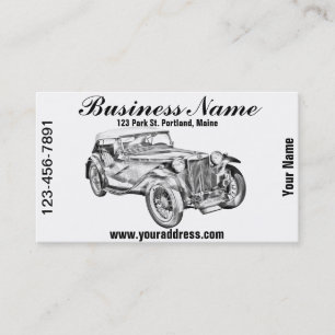 Mg Tc Antique sports Car Illustration Business Card