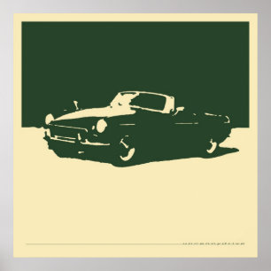 MGB, 1971 - British Racing Green on cream Poster