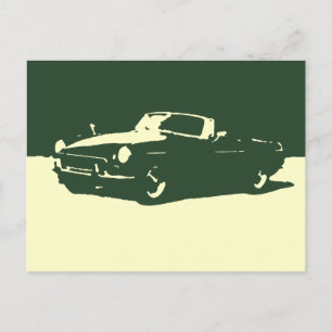MGB, 1971 - Racing green on light postcard