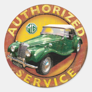 mgtf vintage roadster classic round sticker