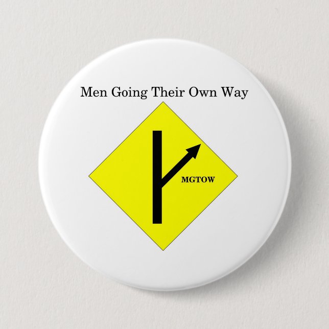 MGTOW Logo Button-Large Size-White Background 3 Inch Round Button (Front)
