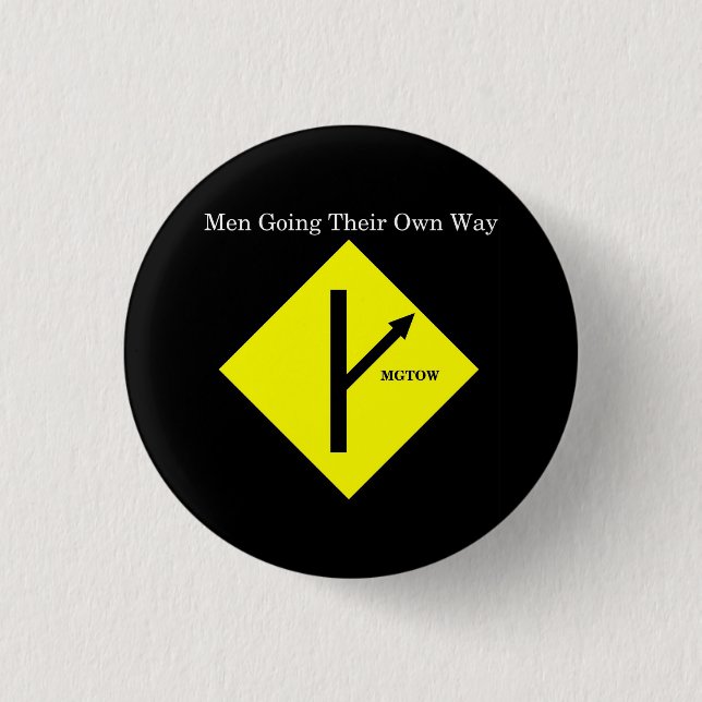 MGTOW Logo Button-Small-Black Background 1 Inch Round Button (Front)