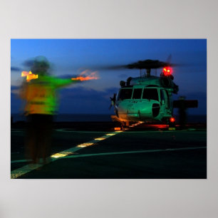 MH-60 Seahawk Helicopter Landing at Sea Poster