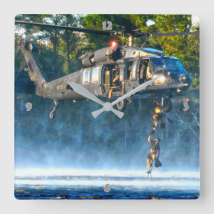 MH-60M BLACK HAWK SQUARE WALL CLOCK