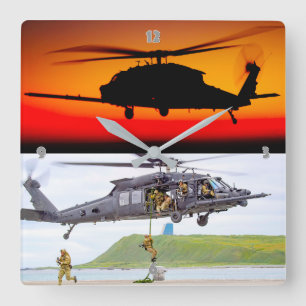 MH-60M BLACK HAWK SQUARE WALL CLOCK