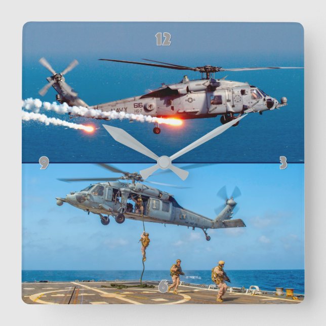 MH-60S SEAHAWK SQUARE WALL CLOCK (Front)