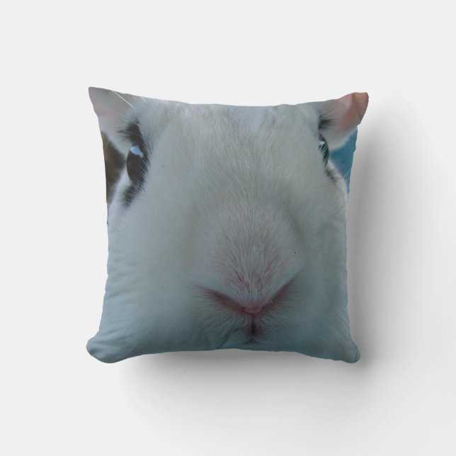 MHRR bunny rabbit nose up close throw pillow (Front)