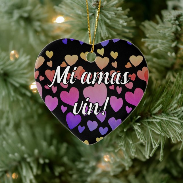 Mi amas vin! (Customizable) Ceramic Ornament (Tree)