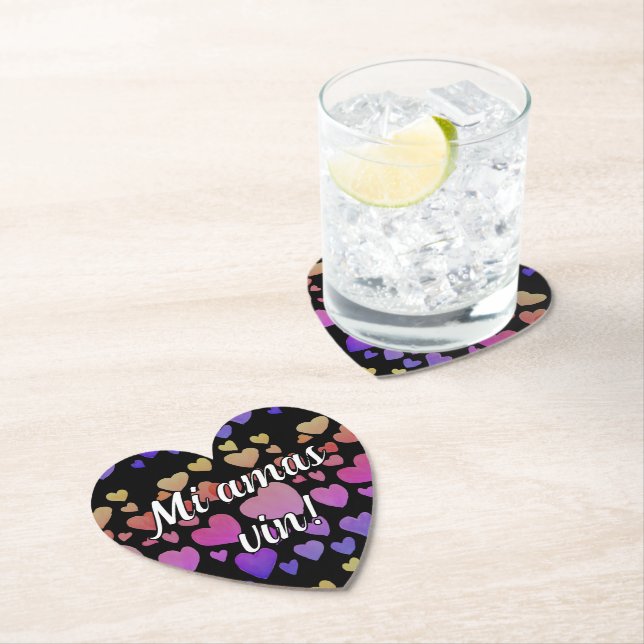 Mi amas vin! (Customizable) Paper Coaster (Insitu)