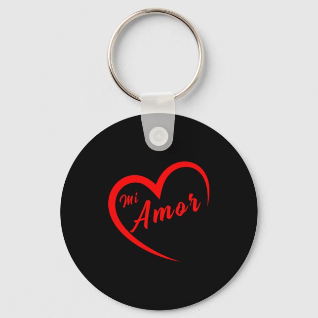 Mi Amor Valentines San Valentin Dia Del Amor Spani Keychain (Front)