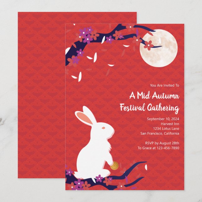 Mi-automne Festival Red Invitation (Devant / Derrière)