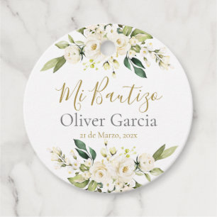Mi Bautizo Classic Round Sticker Favour Tags