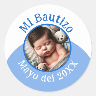 Mi Bautizo con Foto y Fecha Classic Round Sticker
