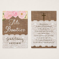 Mi Bautizo Favour Tag Cards for Latina Baptism