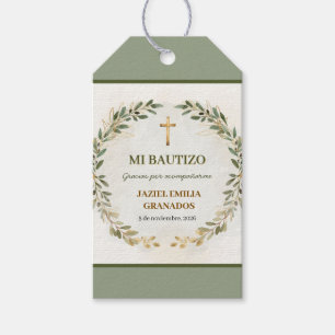 Mi Bautizo Personalized Baptism Gift Tag Green