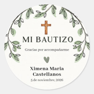 Mi Bautizo Stickers Personalized Baptism Cross