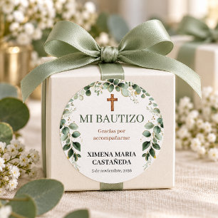 Mi Bautizo Stickers Personalized Baptism Greenery