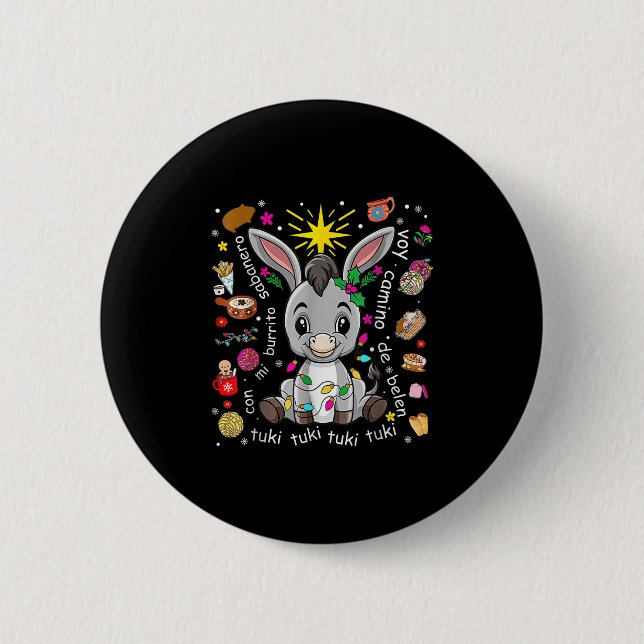 Mi Burrito Sabanero Mexican Christmas Spanish Xmas 2 Inch Round Button (Front)