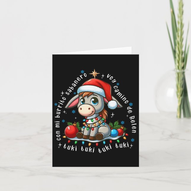Mi Burrito Sabynero Mexican Christmas Donkey Spani Card (Front)