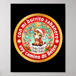 Mi Burrito Sanero Mexican Christmas Donkey Spanish Poster
