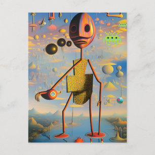 Mi cara de guerra - Ken Gauge Surreal Art Postcard