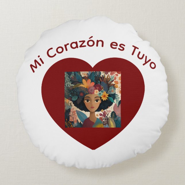 Mi Corazón es Tuyo Cojín Round Pillow (Back)
