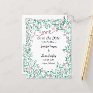 Mi-Été Mariage Enregistrer La Date Floral Carte Po