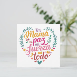Mi Mamá es Mi Paz – Corazón Tipográfico Colorido Holiday Card
