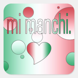 Mi Manchi! Italy Flag Colours Pop Art Square Sticker